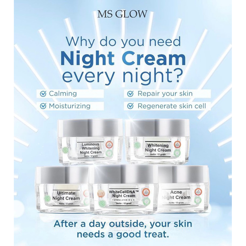 Jual Night Cream Ms Glow Night Cream White Cell Dna Ms Glow Shopee