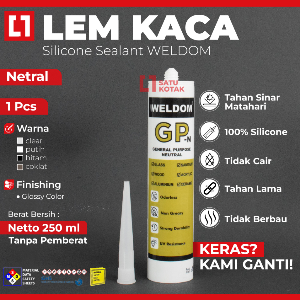 Jual Silicone Sealant Lem Kaca Perekat Netral - Weldom | Shopee Indonesia