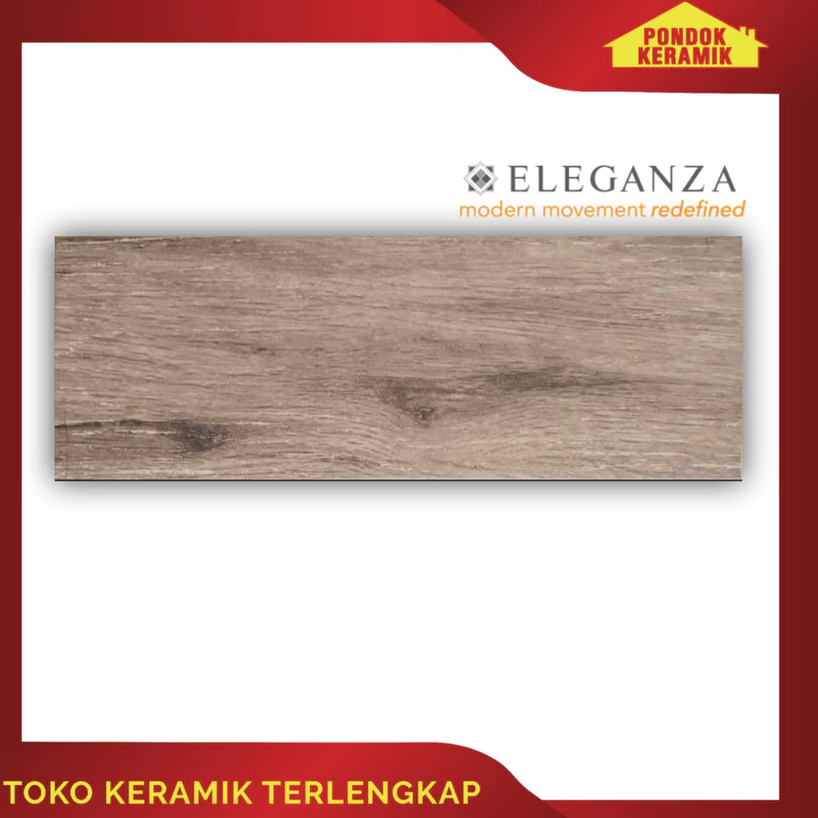 Granit Lantai Eleganza 15x60 Motif Serat Kayu Coklat Tua / Dark Brown Chestnut / 615L084