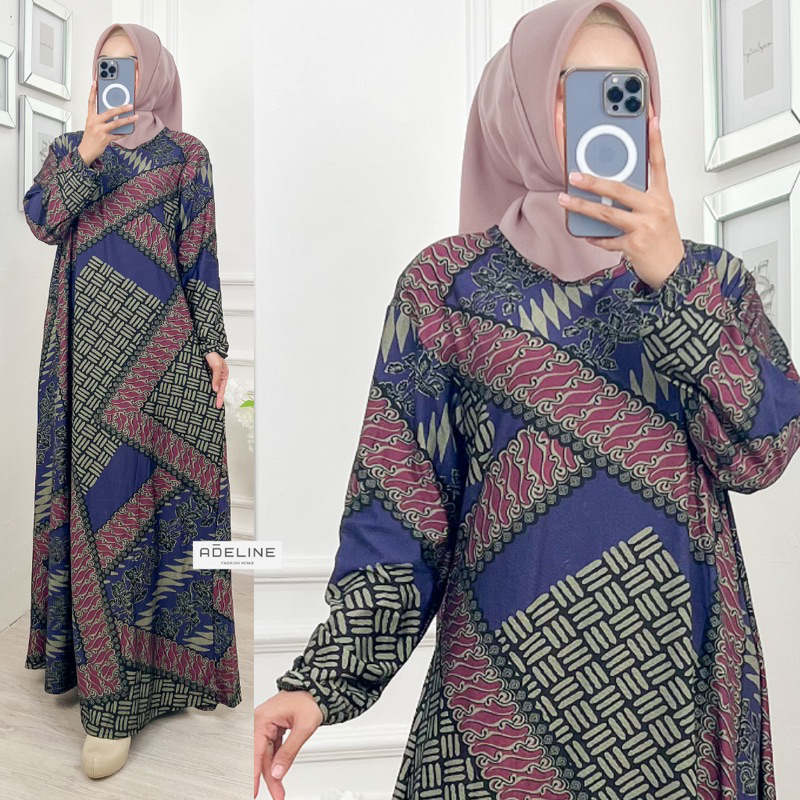 Jual Am Riniya Maxy Gamis Wanita Batik Calvin Jeans Terbaru Jumbo Bigsize Oversize Ld