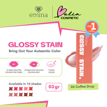 ❤ BELIA ❤ EMINA Glossy Stain 3g Moisturizing Lip Tint Gel Finishing Glossy