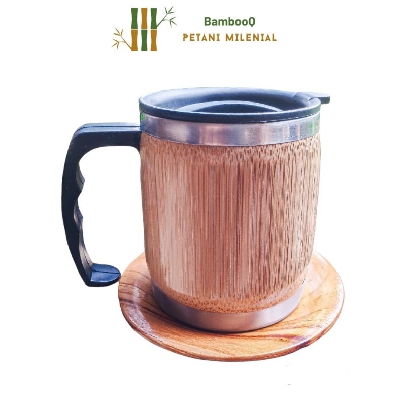 Jual Mug Bambu Gelas Jumbo Bambu Stainless 450 Ml Kombinasi Plastik Kerajinan Unik Tangan Bamboo 0172