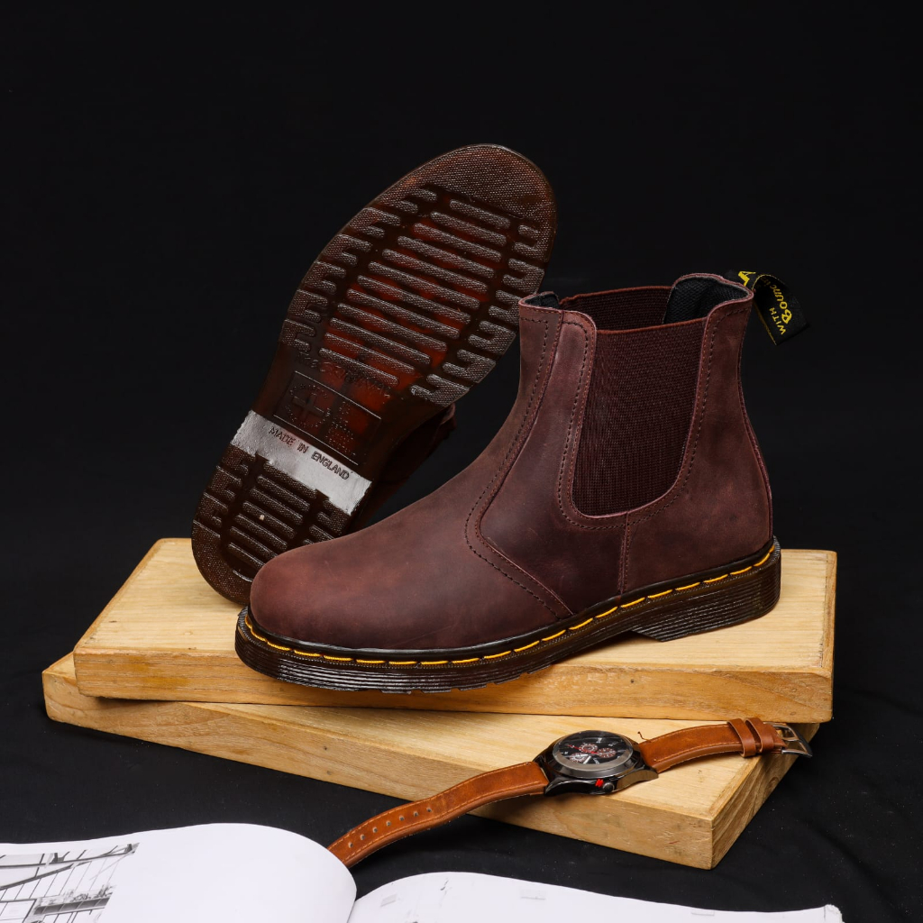 Jual sepatu chelsea boot sepatu boot kulit crazy horse sepatu boot pria ...