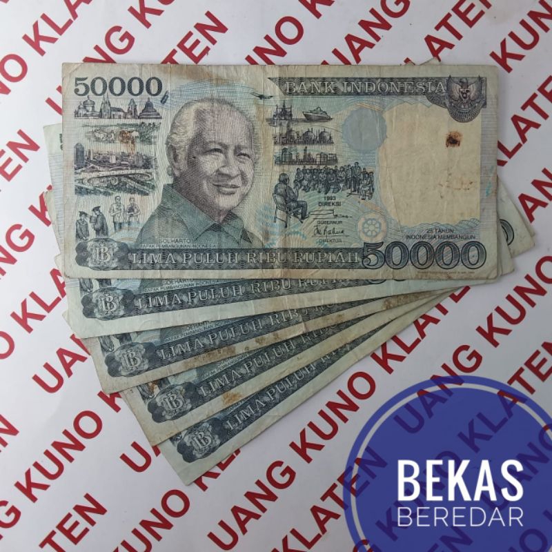 Jual Vf Asli 50 000 Rupiah Tahun 1993 1995 Seri Suharto Mesem Presiden