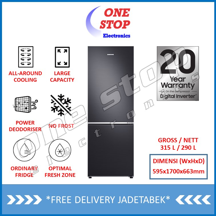 Jual SAMSUNG RB30N4050B1 Kulkas 2 pintu Bottom Freezer 315 L Shopee