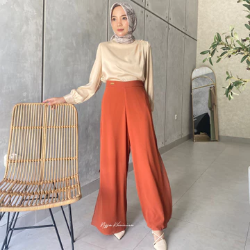 Bynissa JEHA KULOT Pakaian Wanita Bawahan Celana Panjang Kulot Highwaist Pants Ceruty