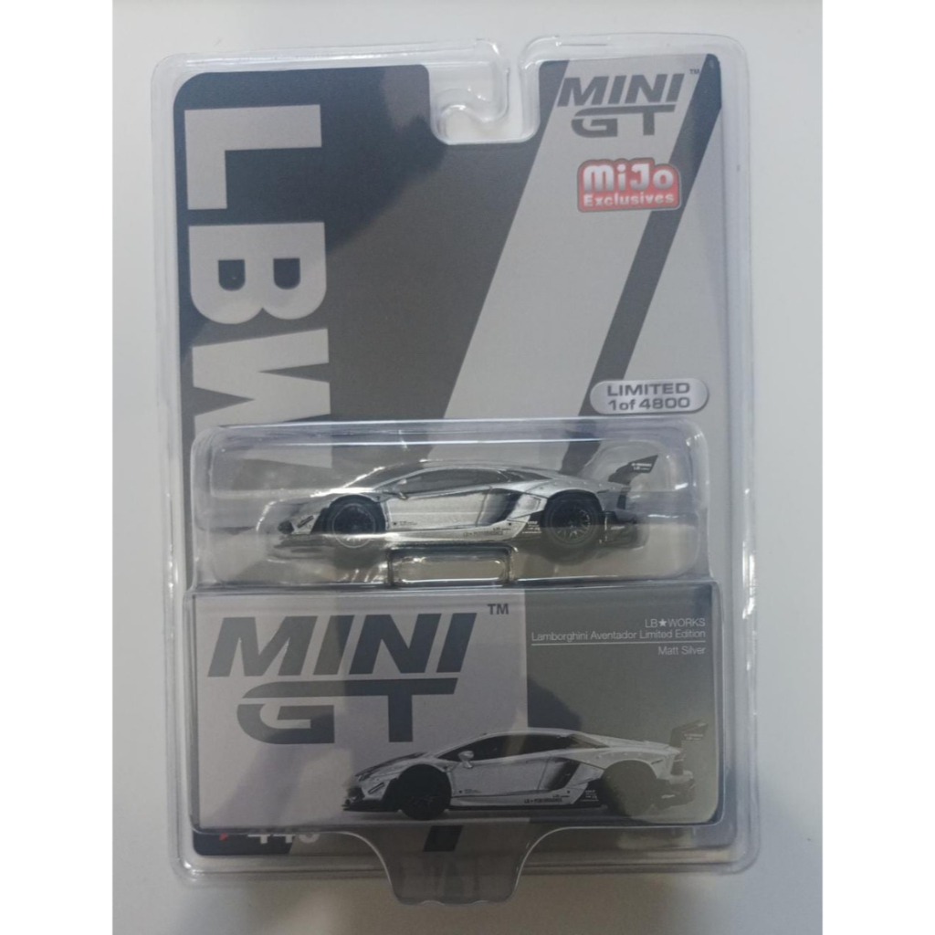 MINI GT 1:64 LB Works Lamborghini Aventador - Argento Opaco LHD - Edizione Limitata