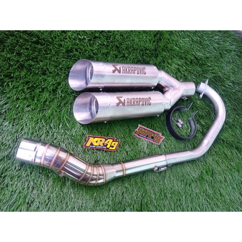 Jual KNALPOT RACING AKRAPOVIC DOUBLE MUFFLER PNP R15 VIXION BYSON CBR ...