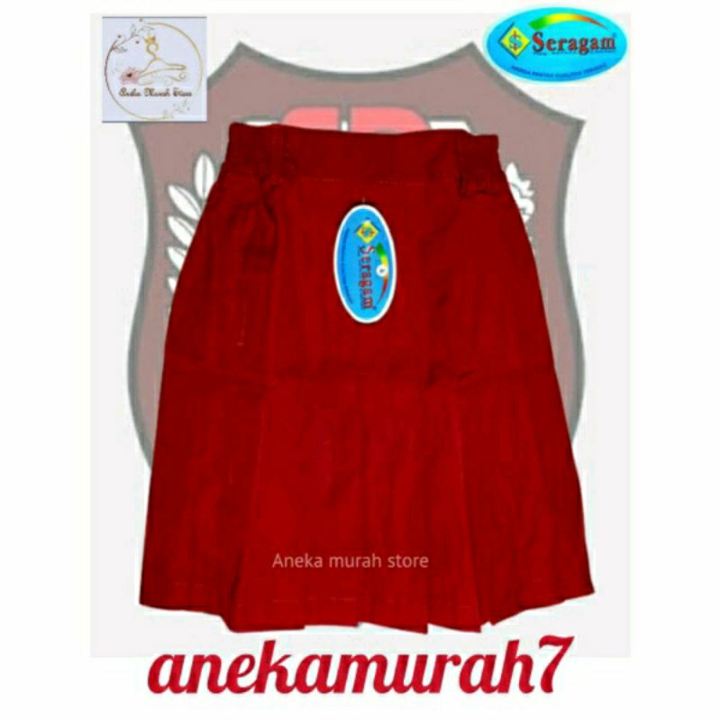Jual Rok Rempel Pendek SD Merah Merek Seragam Size 1-9 | Shopee Indonesia