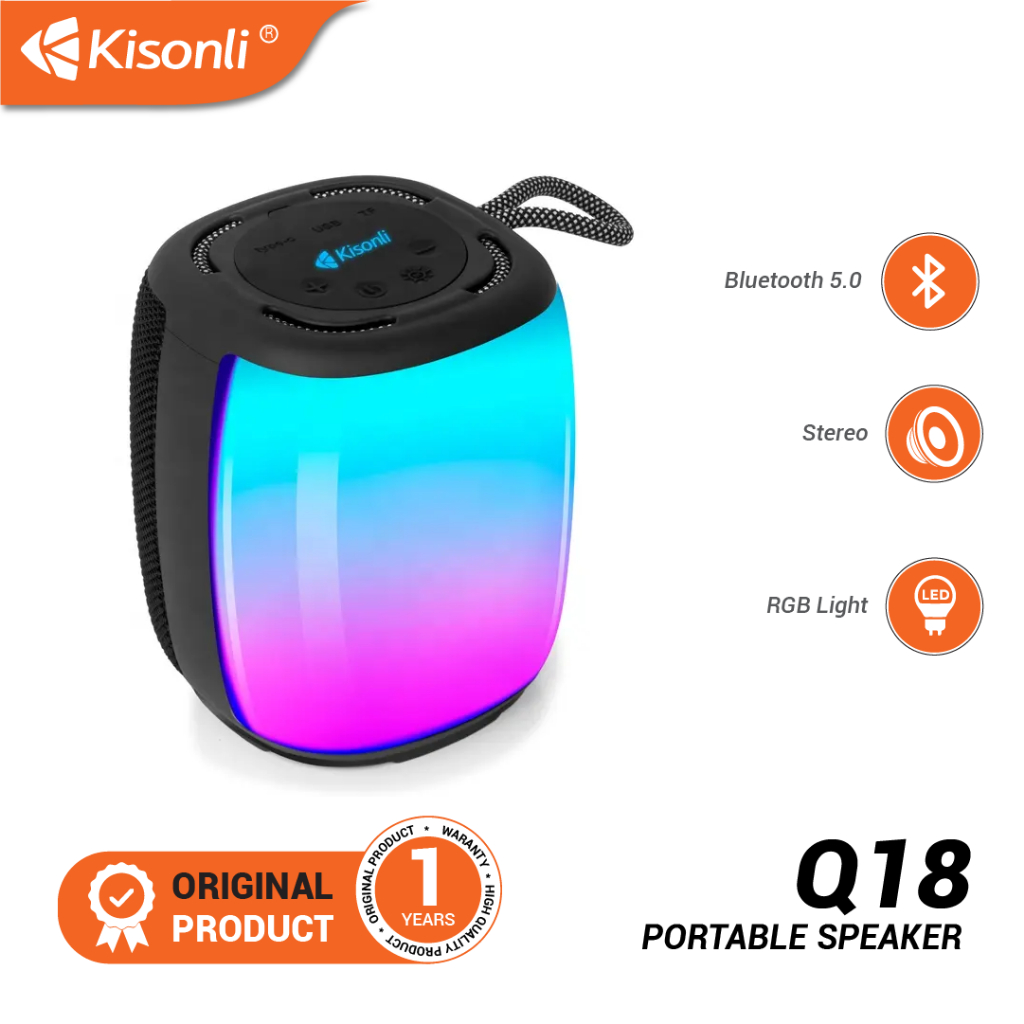 Jual KISONLI Speaker Bluetooth Pelangi RGB Party 5.3 Portable Q18 Sound ...
