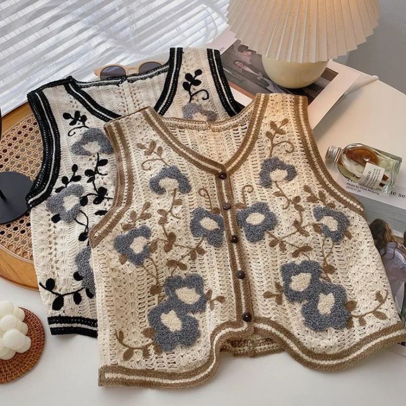Jual Byvi Vest - Floral Knit Vest | Shopee Indonesia