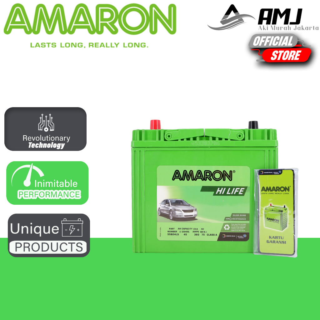 Jual Aki Mobil Wuling Cortez NS60LS / 55B24LS Amaron Hi-Life 12V / 45Ah
