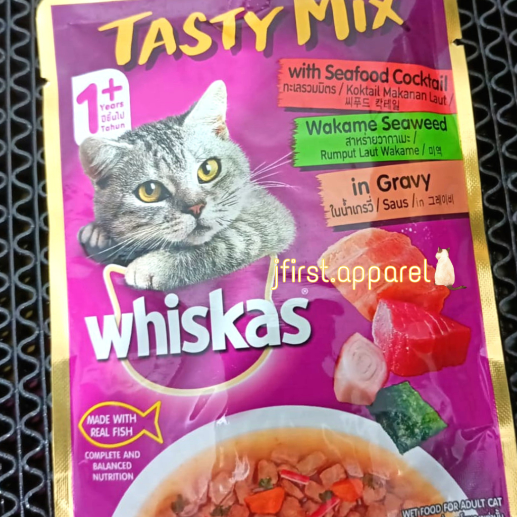 WHISKAS TASTY MIX POUCH 70g MAKANAN KUCING BASAH WHISKAZ TASTY MIX