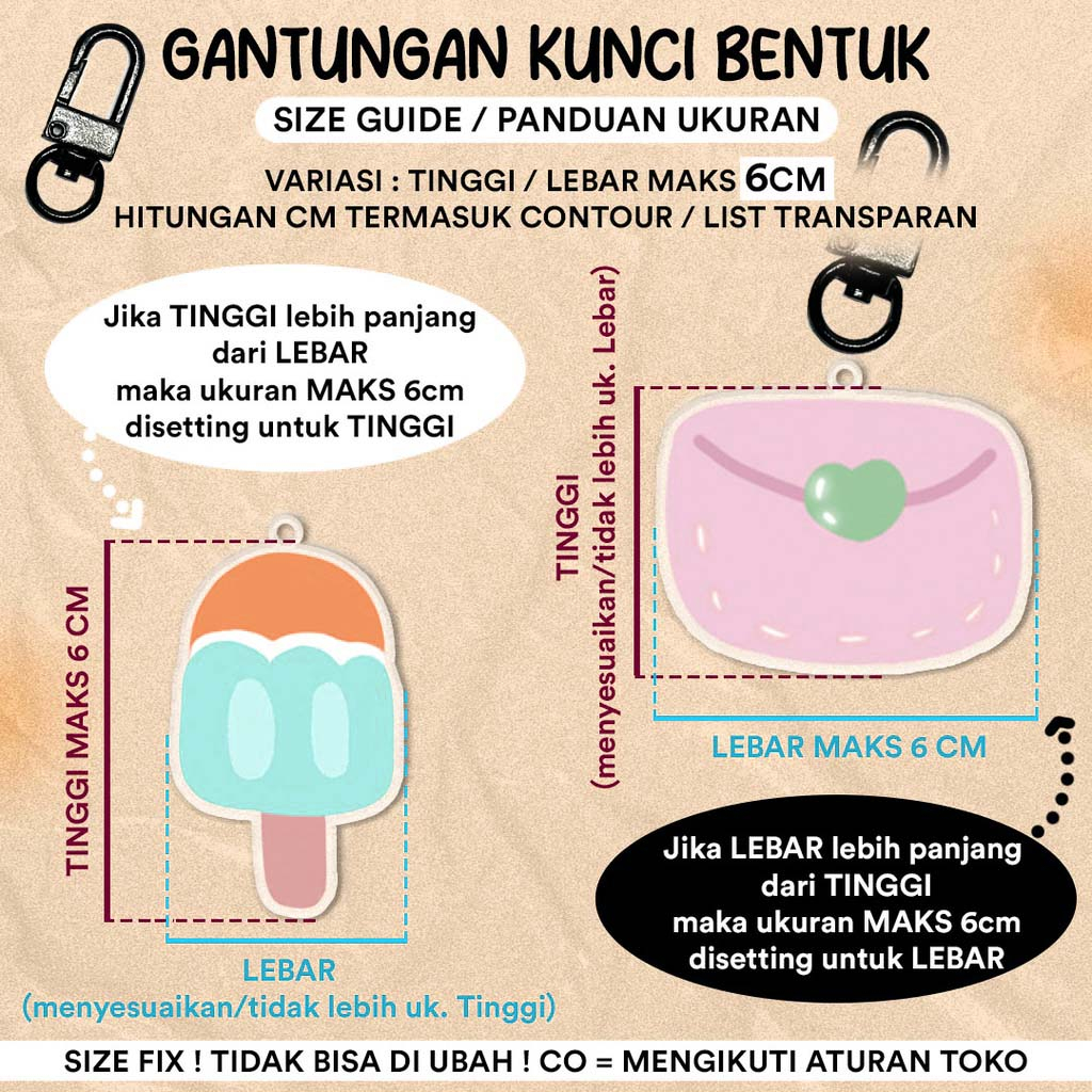 Jual GANTUNGAN KUNCI CUTSOM COLORFULL CLIP KEYCHAIN BAHAN AKRILIK BEBAS ...
