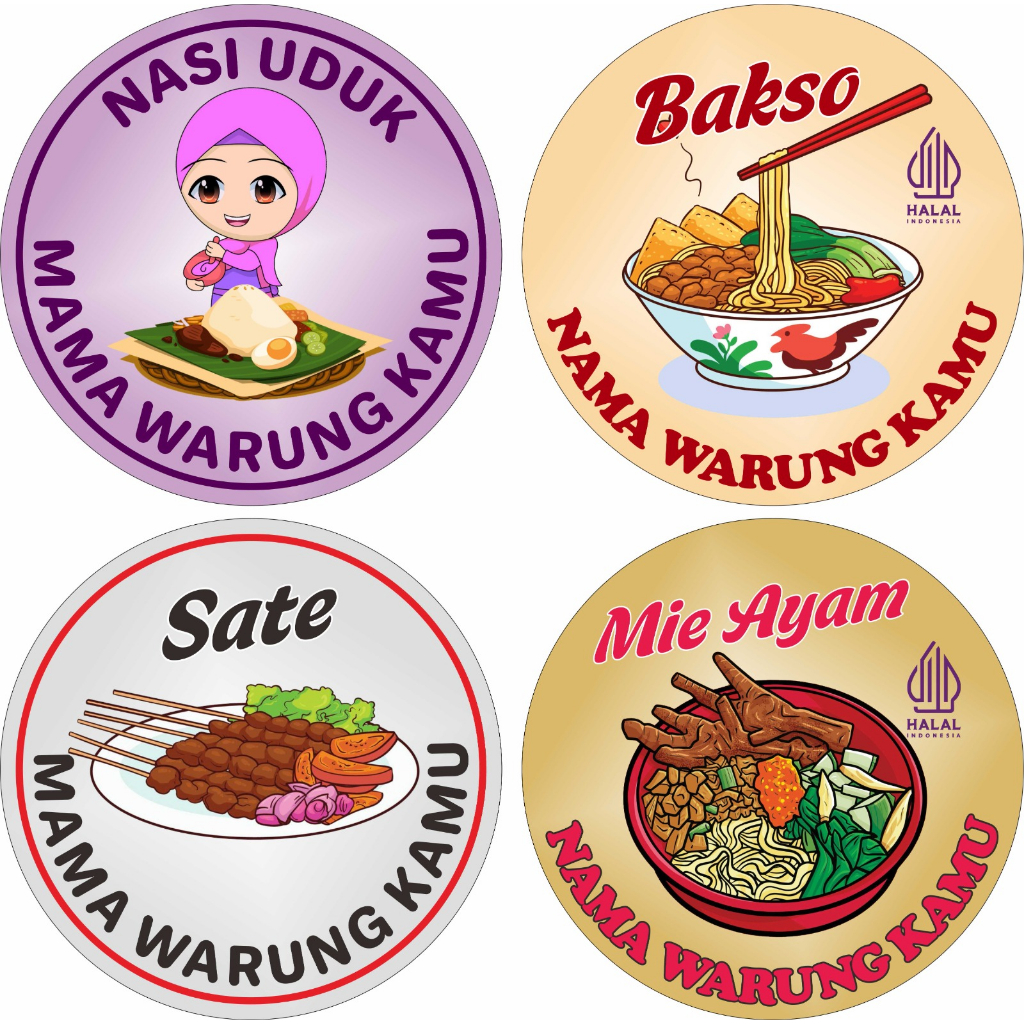 Jual Stiker Vinyl Nasi Uduk Bakso Sate Mie Ayam Dijual Satuan