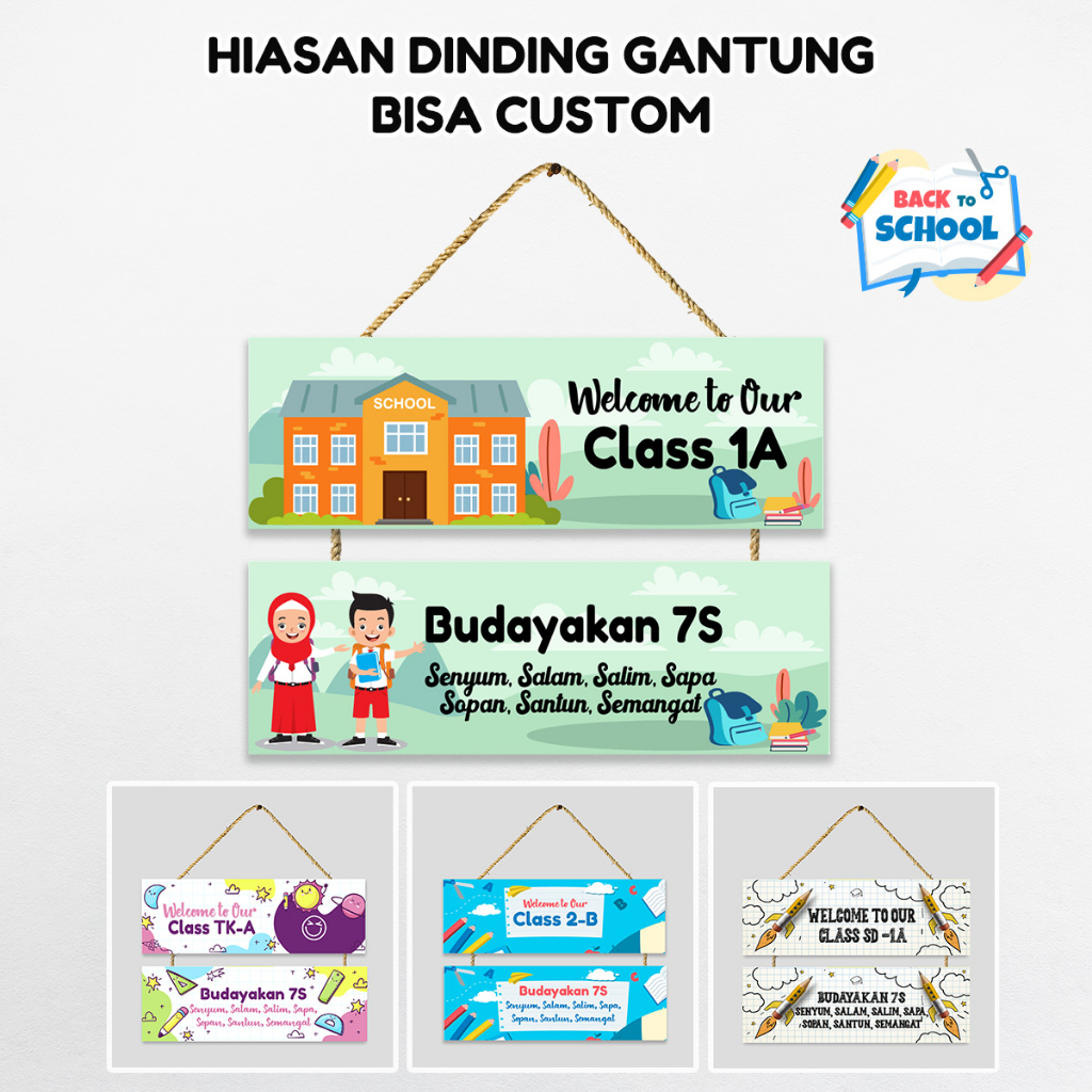 Jual #54 CUSTOM Pintu Kelas Sekolah SD DEKORASI PAJANGAN 2 SUSUN PINTU