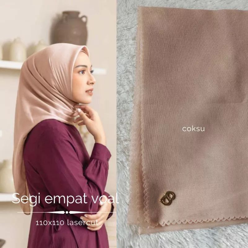 Jual Segi Empat Voal Premium Polos Plat B / Jilbab Buttonscarves Semi ...