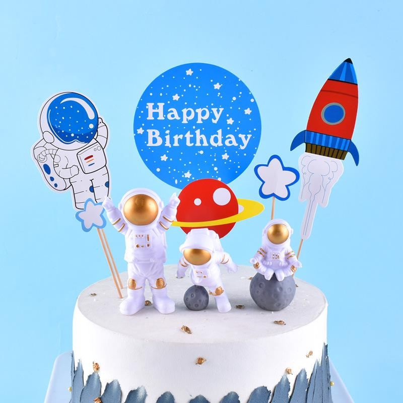 Jual 6PC TOPPER KUE HIASAN CAKE ULANG TAHUN ASTRONOT PESAWAT LUAR
