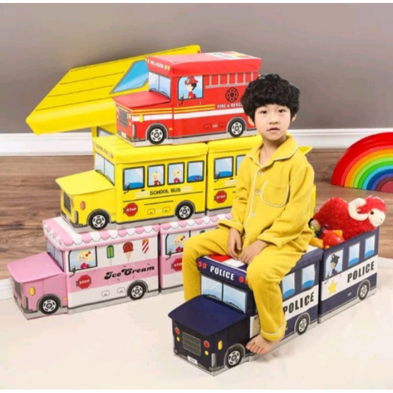Jual BEST Storage Box Cartoon Storage Bus Toy Box Car Storage Box Lucu