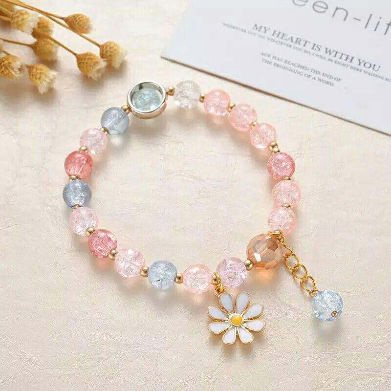 Jual COD Beads bracelet/Gelang Manik-manik Warna warni Kristal Crystal