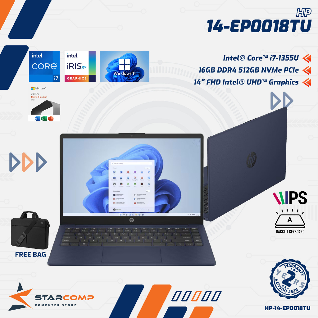 Jual HP Laptop 14-EP0018TU I7-1355U 16GB 512GB IrisXe 14" FHD IPS W11 ...