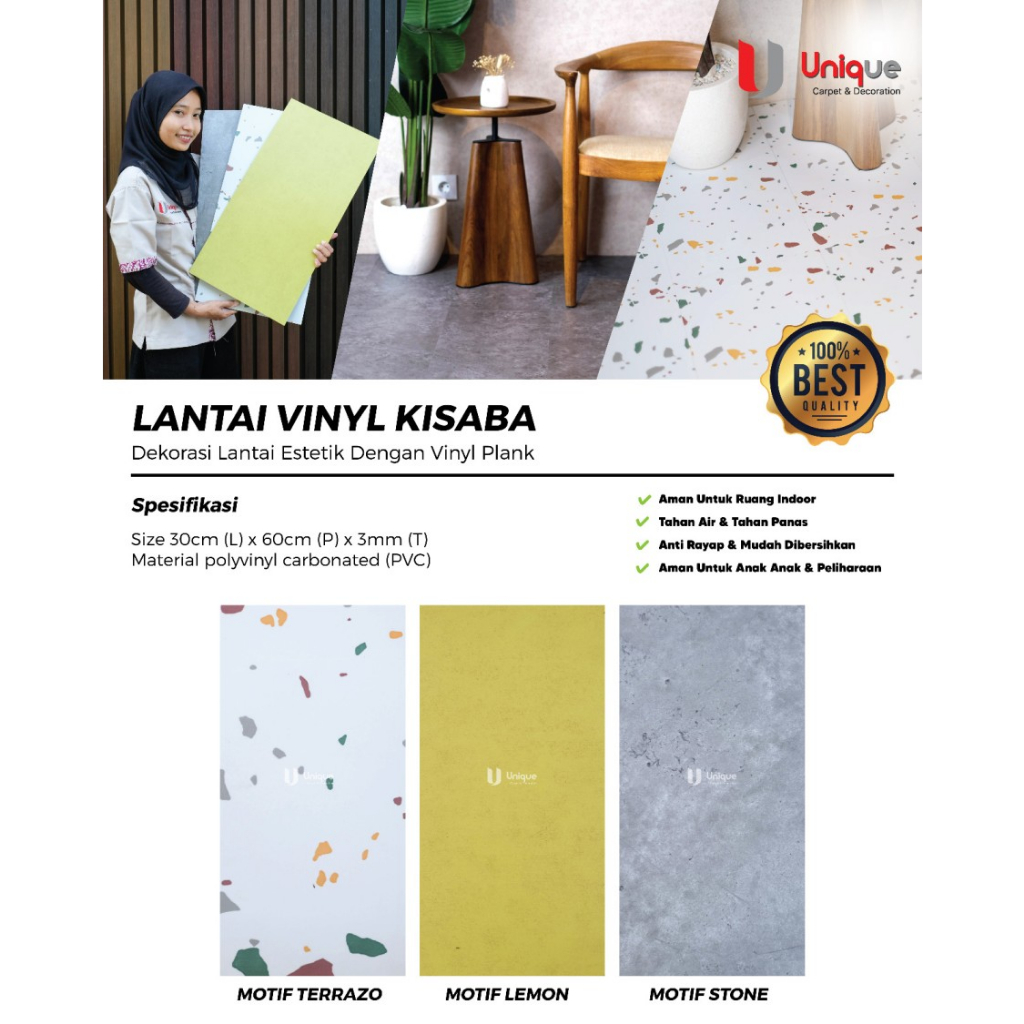 Jual Vinyl Plank Motif Semen Teraso / Vinyl Flooring 3mm Kisaba ...