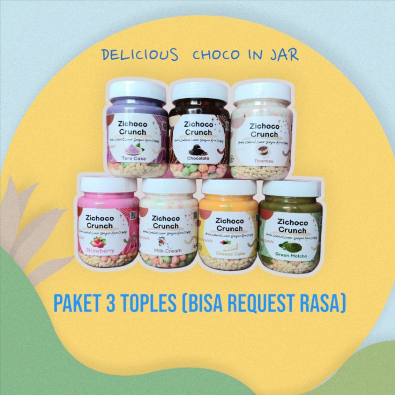 Jual (Bisa Request Rasa) Paket 3 Toples Zichoco Crunch Delicious Choco ...