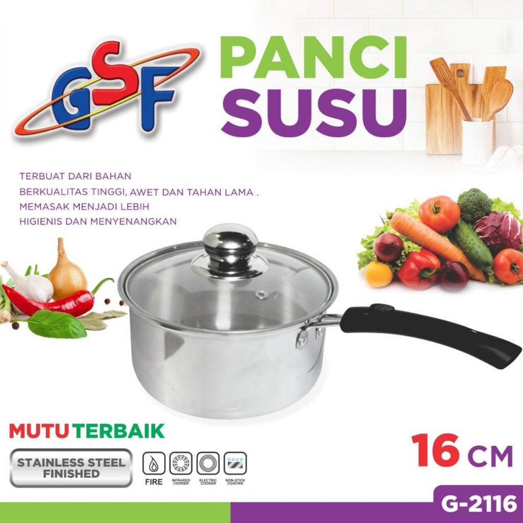 Jual Panci Susu Serbaguna Stainless Steel Milk Pot Tutup Kaca Gsf Panci Susu Serbaguna Cm