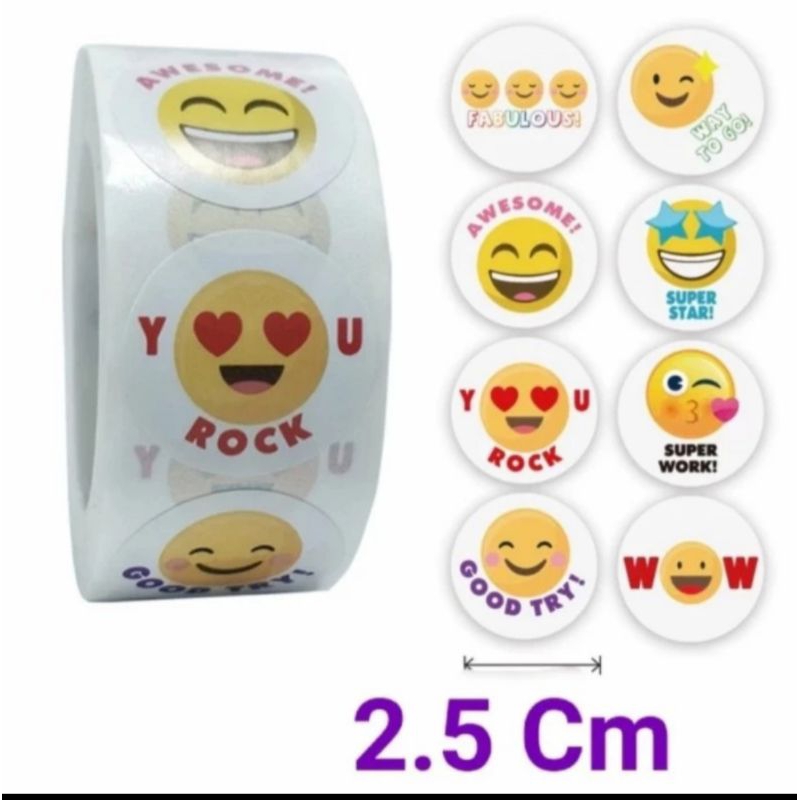 Jual 100 Pcs / 500 Pcs Stiker Colourful Smile Smiley/ Sad Face / Emoji ...