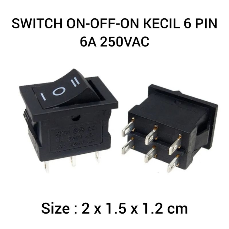 Jual KCD1-203 Switch Saklar Tombol On Off On Segi Kecil 6 Pin 6A 250VAC ...