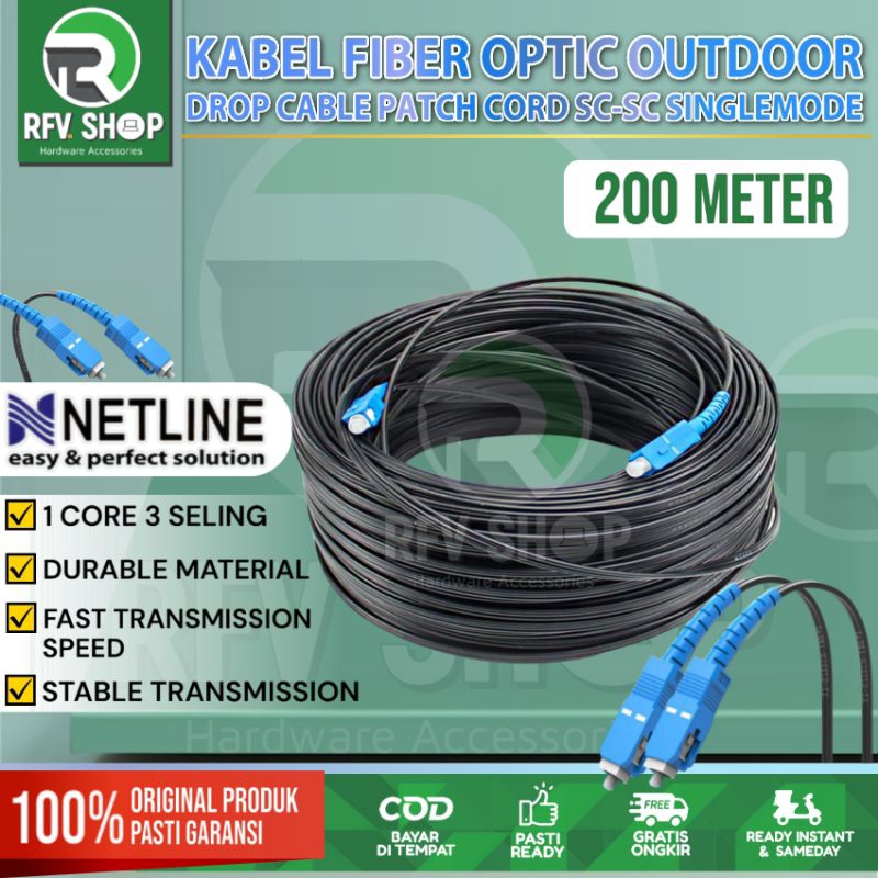 Jual Kabel Fo Fiber Optic Single Mode Sc Sc Meter Ftth Drop Core Patch Cord Outdoor