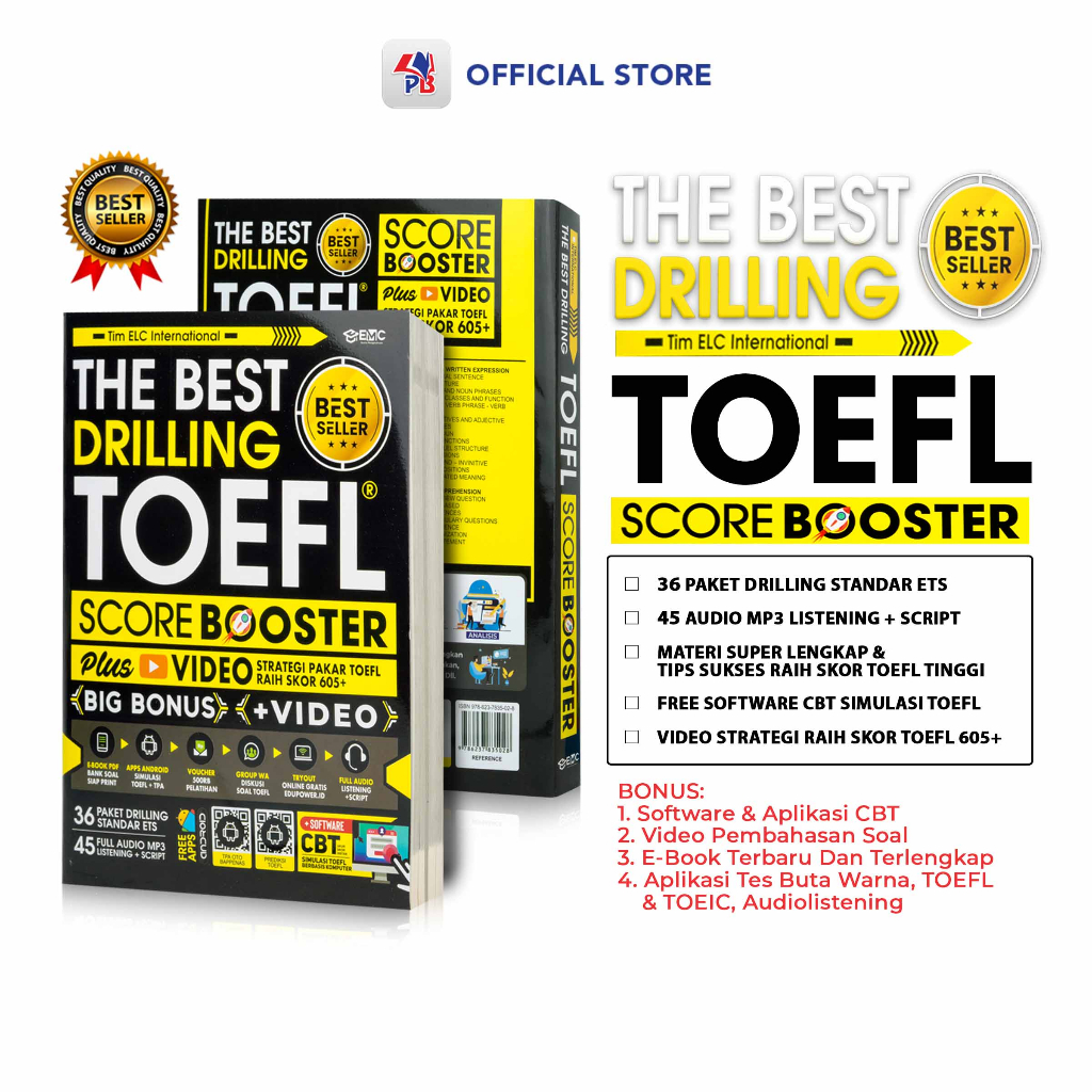 Jual Buku Bahasa Inggris / THE BEST DRILLING TOEFL Score Booster Plus