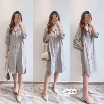 Wear Cameo Samantha Linen Dress ShirtDress Linen Casual Wanita Soft Panjang