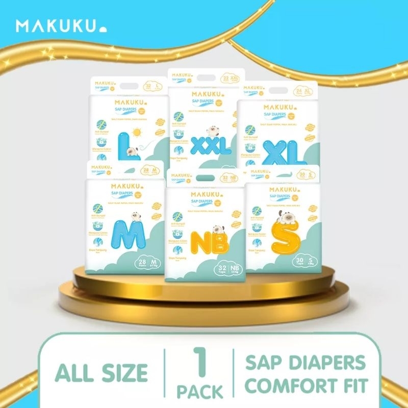 Jual MAKUKU Comfort Fit NB S M L XL XXL SAP Diapers | Popok Bayi Anti ...