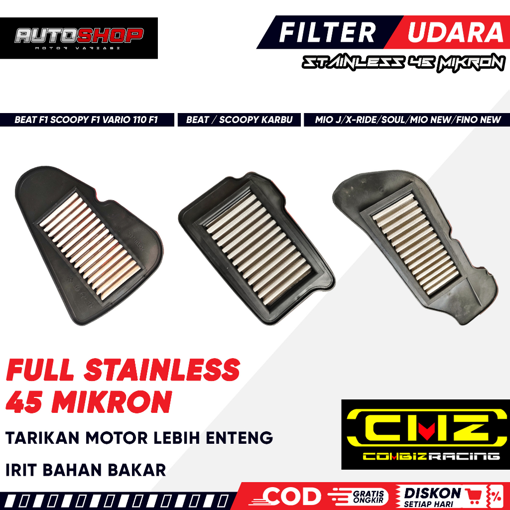 Jual Filter Udara Stainless BEAT SCOOPY F1/KARBU VARIO 110 F1 Filter