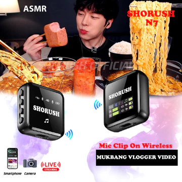 Shorush N7 New Led Display Microphone Mic Clip On Wireless Type C Android UHF VLOG Untuk Camera