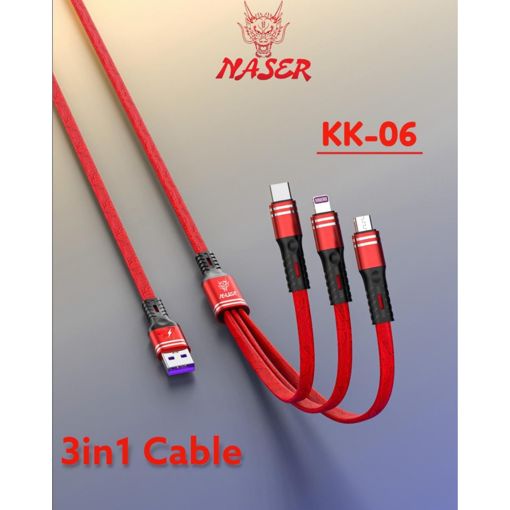 Jual NASER KABEL DATA CHARGER 3IN1 KK-06 / Usb Cable Data Fast Charging ...