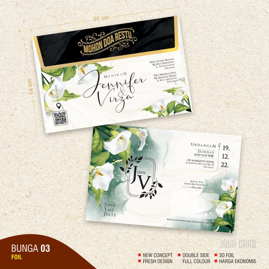 Jual Blangko Undangan Nikah Java Card Bunga 03 | Shopee Indonesia