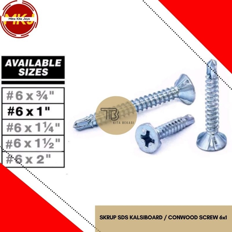 Jual Skrup Roofing Sds Fh X Flat Head Self Drilling Screw Conwood Screw Baut Baja Ringan