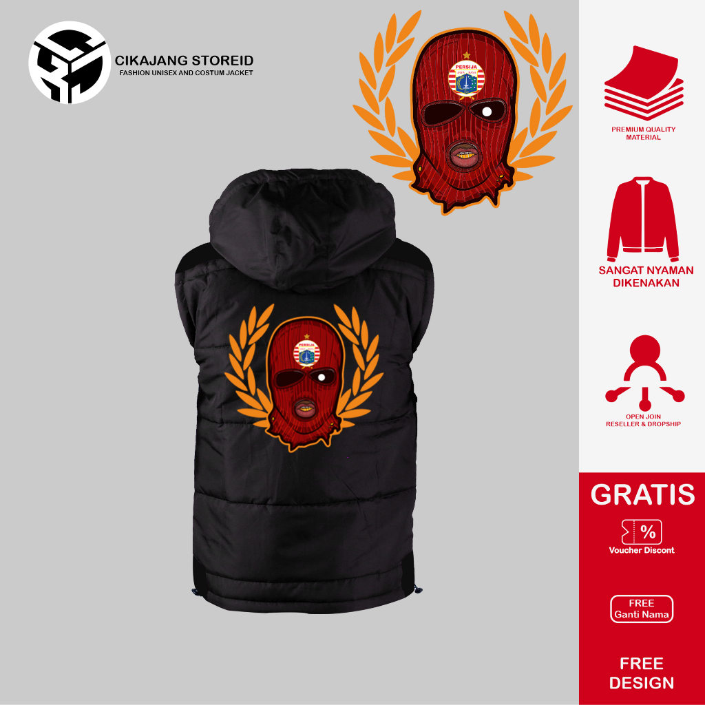 Jual Rompi Ultras Persija Rompi Tebal Warna Hitam Navy Dan Merah Bisa Costum Logo Dan Gambar 0882