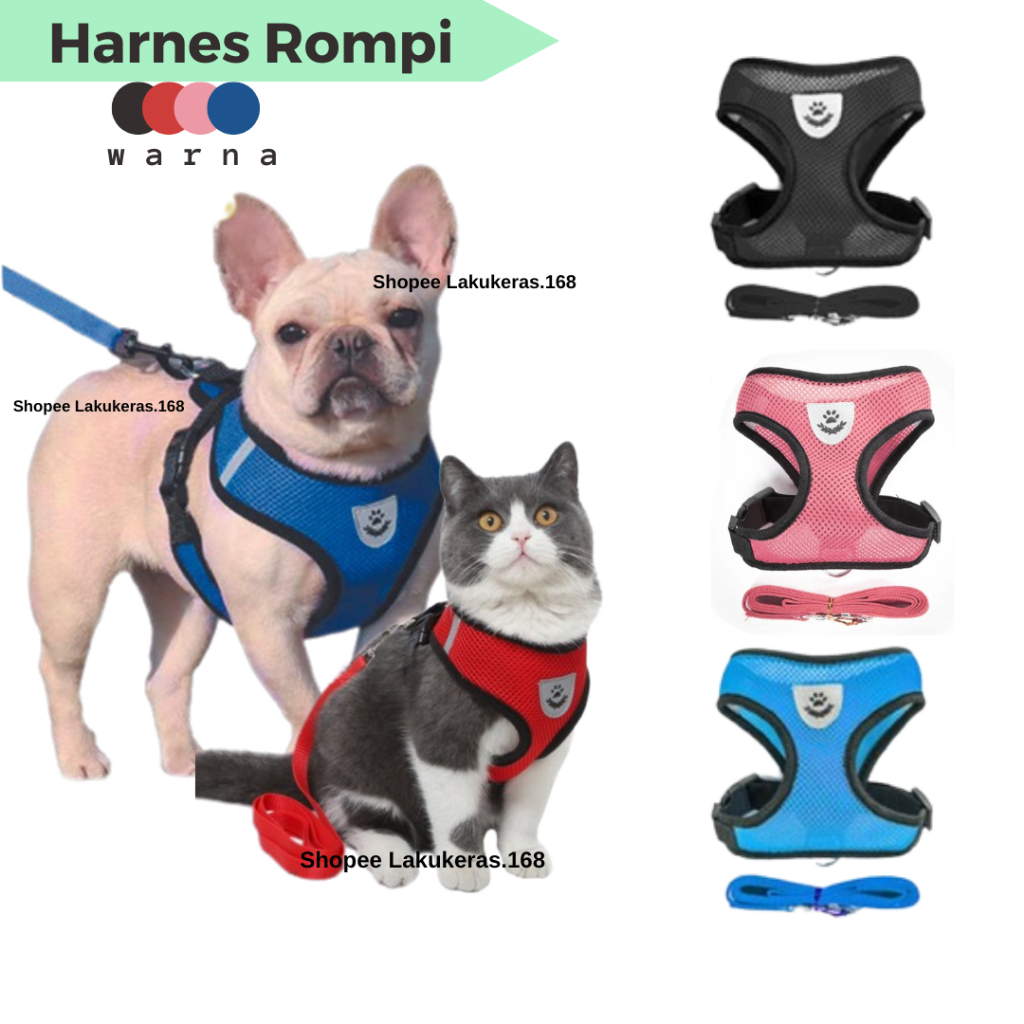 Jual Rompi Harnes Hewan Kucing Anjing/ Tali Hewan/ Rompi Tali Kucing ...