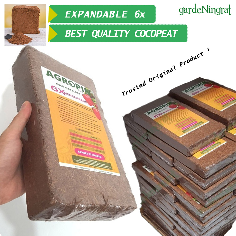 Jual CocoPeat Premium Low EC AGROPIN, Media Tanam Coco Peat BLOCK 1 Kg ...