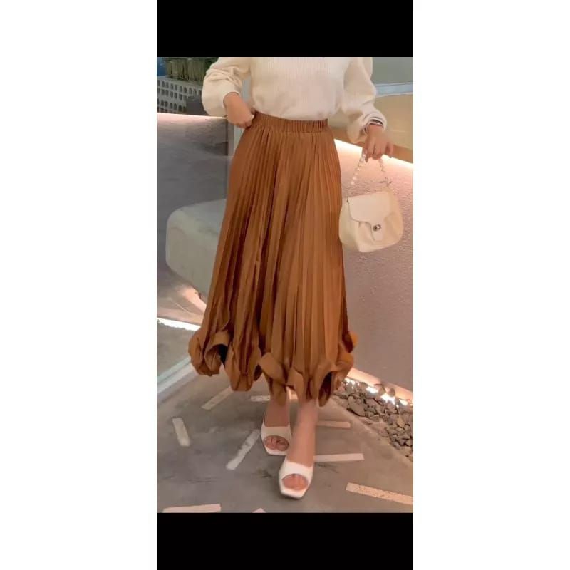 Jual Rok Plisket Wanita Rok Plisket Gelombang Bawah Rok Terbaru Kekinian Bisa Cod 3525