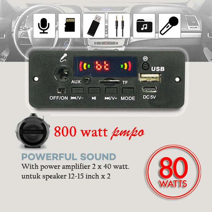 Jual 135b MP3 PLAYER KARAOKE POWER AMPLI AMPLIFIER BLUETOOTH 2X40 WATT