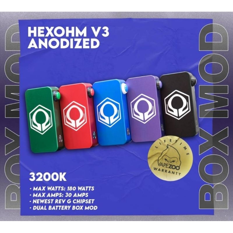 Jual HEX OHM V3 ANODIZED BOX MOD 180W Shopee Indonesia