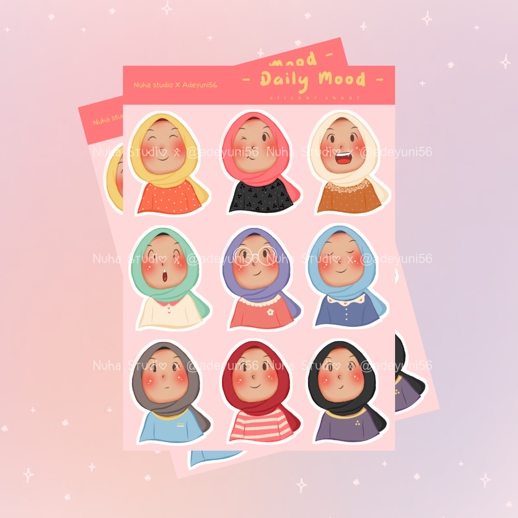 Jual Sticker By Adeyuni56 Daily Mood Muslimah Emoji Hijab Aesthetic