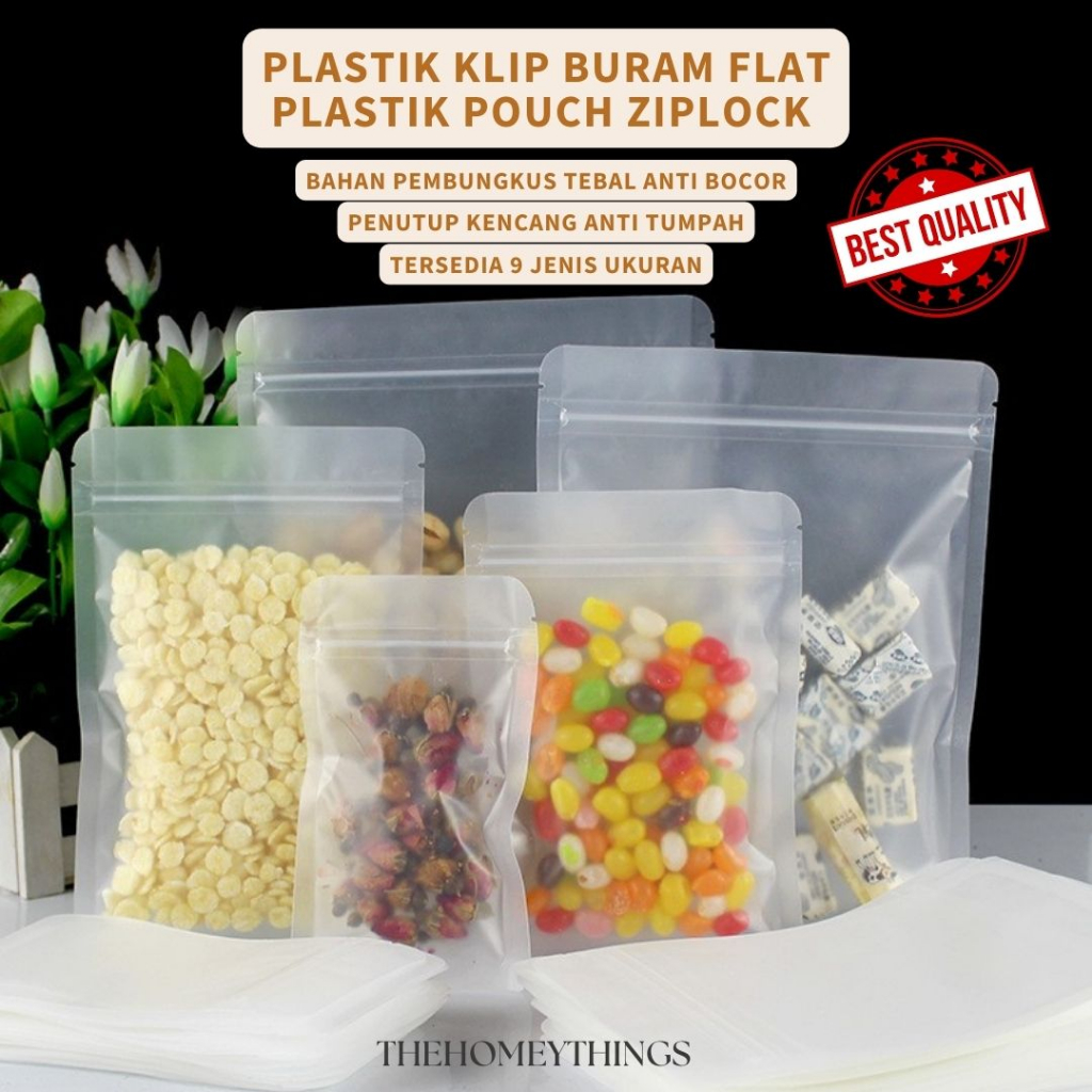 Jual Plastik Klip Buram Flat Pouch Plastik Ziplock Ecer Satuan Pembungkus Kemasan Snack Makanan 0737