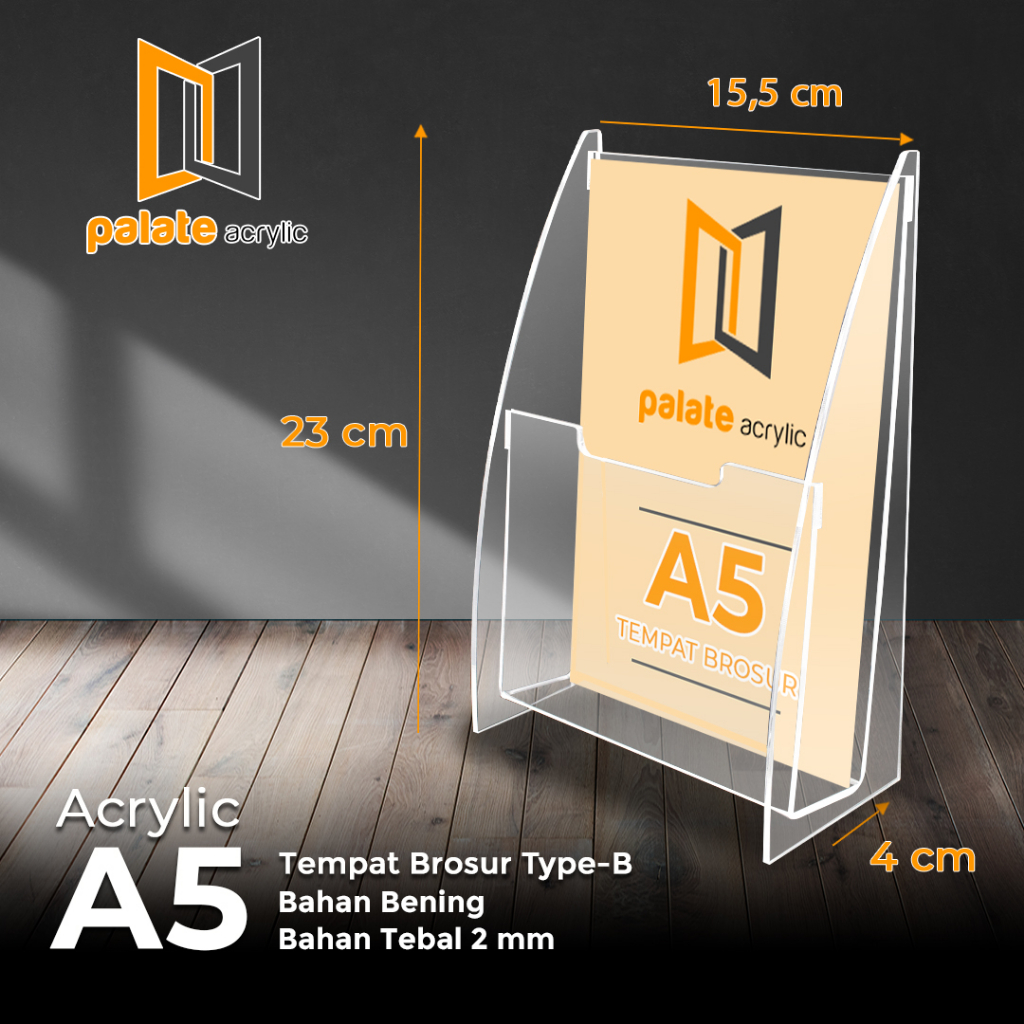 Jual AKRILIK / BROCHURE HOLDER ACRYLIC A5 FANCY / TEMPAT BROSUR AKRILIK