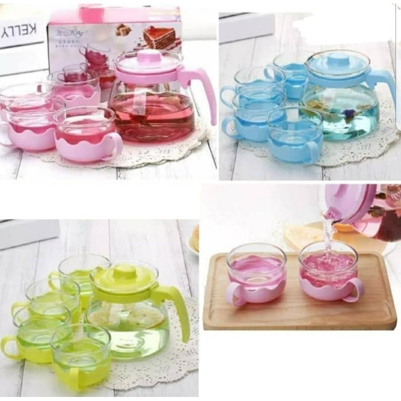 Jual Teapot Set Warna 4 Gelas 1 Teko Shopee Indonesia 7360