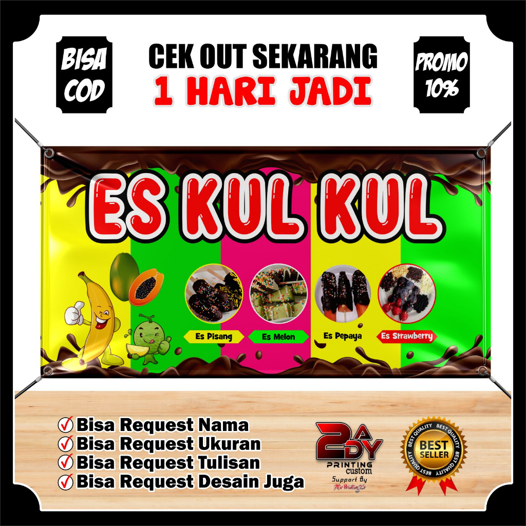 Jual Spanduk Banner Backdrop Es Kul Kul Buah Viral / Banner Jualan Es